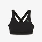 Lacoste Womenss Sport Cross Strap Sports Bra in Black Cotton - Size Small