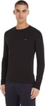 Tommy Hilfiger - Mens Long Sleeved T-Shirts - Men's T-Shirts - Tommy Hilfiger Mens T Shirts - Stretch Slim Fit Long Sleeve T Shirts Men - Black Shirt - Black Shirt - Size XXX-Large