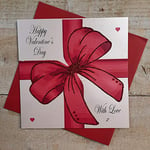 WHITE COTTON CARDS nœud Rouge Happy Valentine s Day with Love» («s Valentine Carte Faite à la Main Blanc