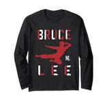 Bruce Lee Dragon Flying Kick Silhouette Logo Long Sleeve T-Shirt