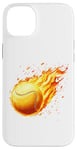 Coque pour iPhone 14 Plus brûlant balle de tennis feu joueur de tennis