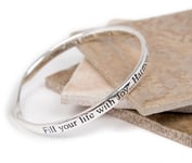 Love The Links Silver Joy Harmony Peace Quote Message Bangle Bracelet