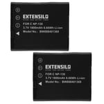 EXTENSILO 2x Batteries compatible avec Casio Exilim EX-FC300S, EX-H35, EX-ZR100, EX-H30, EX-H30BK, EX-ZR1000BK appareil photo (1800mAh, 3,7V, Li-ion)