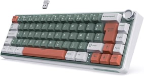 RK ROYAL KLUDGE R65 CLAVIER MECANIQUE 60% GASKET MOUNTED, CLAVIER GAMER TRI-MODE RGB RÉTROÉCLAIRÉ, CLAVIER SANS FIL AZERTY QMK/VIA HOT-SWAP, CLAVIER COMPACT PBT KEYCAPS, CREAMY SWI[CLA170231]