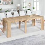 Table console extensible orlando 14 personnes 300 cm bois façon hêtre