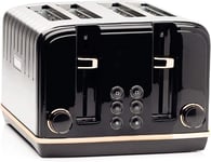 Haden - Salcombe Black & Copper 4 Slice Toaster - Extra Wide Slot - Dual Control