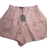 River Island Linen Blend Smart Shorts, High Waisted, Size UK 12, Pink, RRP £35