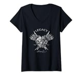 Womens Bruce Lee Legacy Silver Dragon Face V-Neck T-Shirt