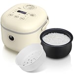 Bear Multifunctional 3.5 Cups(Uncooked) Rice Cooker with Steamer and 6 Rice Cooking Functions for 2-3 People - Perfect for White/Brown Rice, Porridge, and Soup