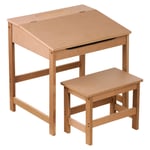 Brown Kids Children Study Activity Desk Table And Stool Chair Seat Furniture Set