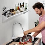 VEVOR Étagère Murale Tablette Flottante Inox 1219x356x63mm Charge 158kg Cuisine