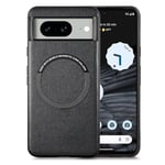 Galful Coque Google Pixel 8 Compatible avec MagSafe,Pixel 8 Étui de Protection en PU Cuir et TPU Antichoc Housse Coque Fine Premium Mate Antichoc Housse-Noir