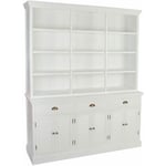 Bibliothèque en bois coloris blanc - Longueur 165 x profondeur 37 x hauteur 204 cm Pegane