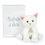 HISTOIRE D'OURS - Peluche Chat Blanc 18 cm - Adorable Chaton - Compagnon Tout Doux Sécurisant - Adorable Châton Peluche pour les Câlins Enfants - Idée Cadeau Anniversaire Pour Enfants - HO3155