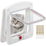 Chatiere pour Chat et Chien Adaptateur Chatiere Chatière Imperméabiliser avec verrou Rotatif à 4 Voies pour Chat Petit Chien, Blanc