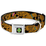 Buckle-Down Scooby Doo Collier pour Chien avec Boucle pour Ceinture de sécurité Noir 38,1 à 66,2 cm