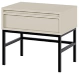 Selsey Table De Chevet Deboute Table D’Appoint avec Tiroir 50 cm Table De Nuit Cadre en Acier Beige Gris Evo