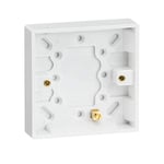 Knightsbridge White Square edge Plastic Single 16mm Pattress Box with Earth Terminal