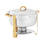 Royal Catering Chafing dish - rund guldaccenter 4,5 L 1 bränslecell