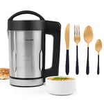 Salter COMBO-8774 Soup Maker & 16 Piece Cutlery Set - 1.6L Digital Smoothie Blender, Stainless Steel Silverware, Flatware for 4, Chunky/Smooth Soup, Auto-Memory Function, Prevents Overspill, 900 W