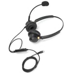 New Binaural Headset Hands Free Telephone Headphone With Noise Canceling Mic And