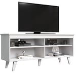 Madesa TV Stand Entertainment Center with 4 Shelves and Cable Management for 50, 55 Inch Media Storage Living Room and Bedroom Wooden Television Media Console - White