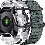 Pack 2x Bracelets Ocean Waves Pour Garmin Fenix 7 Pro Sapphire Solar Blanc Militaire Et Vert Camouflage