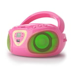 Bluetooth Boombox CD player USB MP3 AM / FM Radio Portable audio 2.1 LED Pink