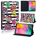 (Tab A 8.0 T290 T295graffiti013)Samsung Galaxy Tab A8 10.5/A7 Lite 8.7/A7 10.4/A A6 10.1/A 8.0/10.1/10.5 tuuman graffititaidekuvioinen nahka tablettijalusta ja nahkakotelo