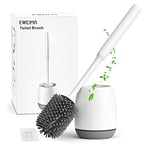 Brosse WC, Brosse de Toilette en Silicone, EWEIMA Balayette WC en Silicone Antibactérienne à Séchage Rapide, Brosse Toilettes à Manche Long, Montage Mural/au Sol, Gris