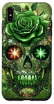 Coque pour iPhone XS Max Adorable rose verte et crâne avec étoiles et crânes verts