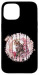 Coque pour iPhone 15 Fleur de cerisier Chat Guerrier Fleur de samouraï