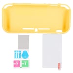 Film de Verre trempé Manchon de Protection Ensemble d'outils de Nettoyage Anti-poussière Anti-Chute Anti-dérapant pour Console de Jeu Switch Lite(Yellow)