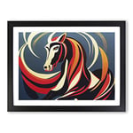 Horse Art Deco Abstract H1022 Framed Print for Living Room Bedroom Home Office Décor, Wall Art Picture Ready to Hang, Black A2 Frame (64 x 46 cm)