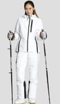 SJIUH Combinaison de Ski,Combinaison de Ski Femmes Veste de Ski Blanche Femmes Costumes de Snowboard Femme Costume de Sport d'hiver Ski Montagne Snowboard vêtements de Neige, Ensemble Blanc, 36,