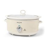 Salter Retro 6.5L Slow Cooker 3 Heat Settings/Keep Warm for Family Cooking Cream