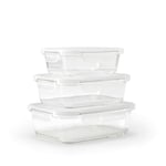 Qdesign - Lot de Boîtes Alimentaires/Plats pour Four - en Verre Borosilicaté de Haute Qualité - avec Couvercles Hermétiques (Boites Alimentaires)