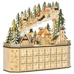 Adventskalender För Att Fylla 24 Lådfack Julkalender Med Led-Ljus Adventskalenderlåda Juldekoration Gör-Det-Själv 45X13X43 Cm