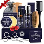 Soin Barbe Homme, Lionmane Coffret Barbe Homme avec Huile a Barbes, Baume, Shampoing, Peigne Rasoir pour Cheveux, Peigne,Brosse,Ciseaux, Sac-Cadeau, Kit de barbe Homme, Cadeau Homme