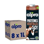 Alpro - Boisson végétale - Soja protéine goût chocolat- 1L- Lot de 8x1L