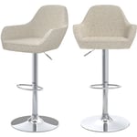 Rendez-vous Déco - Chaise de bar effet laine bouclette blanc cassé 63/83 cm (lot de 2) - adam