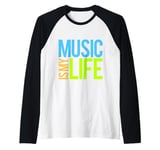 Music Is My Life Sounds Listening Melody Beats Vibes Lover Raglan Baseball Tee