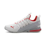 PUMA Men's Axelion Block Running Shoes, White White/High Rise/High Risk Red 02, 10.5 UK