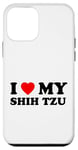 Coque pour iPhone 12 mini J'aime mon chien Shih Tzu Heart, maman et papa