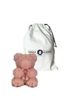 Bougie en forme d'ours avec pétales – Sac cadeau – Bougie artisanale – Diamètre 8 cm hauteur 10 cm – Bonbonnière baptême – Baby Shower – Communion – Couleur rose poudre – Cereria Di Giorgio