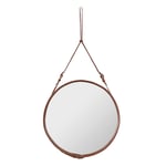 Gubi - Adnet Circulaire Spegel, Ø 70 cm, Läder: Brun - Halvkroppsspeglar - Jacques Adnet - Brun