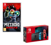 Nintendo Switch & Metroid Dread Bundle - Neon Red & Blue, Red,Blue