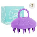 Sofmild 100% Silicone Scalp Massager Shampoo Brush, Scalp Scrubber Scalp Brush with Soft Silicone Bristles, Wet Dry Head Scrubber/Exfoliator for Dandruff Removal, Hair Growth & Scalp Care, Purple