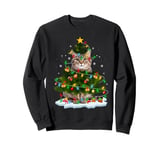 Xmas Lighting Santa Maine Coon Cat Christmas Tree Sweatshirt