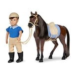 Lori Dolls - Brian & Barnaby - Mini poupée garçon et Cheval Jouet - poupée de 6 Pouces et Cheval Pur-Sang Baie foncée - Ensemble avec vêtements, Animaux et Accessoires - Jeu pour Enfants, 3 Ans et +